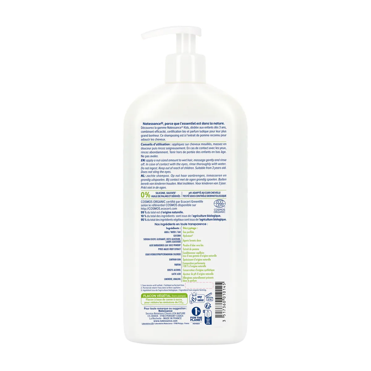 Natessance Kids Organic Gentle Shampoo Apple 500ml