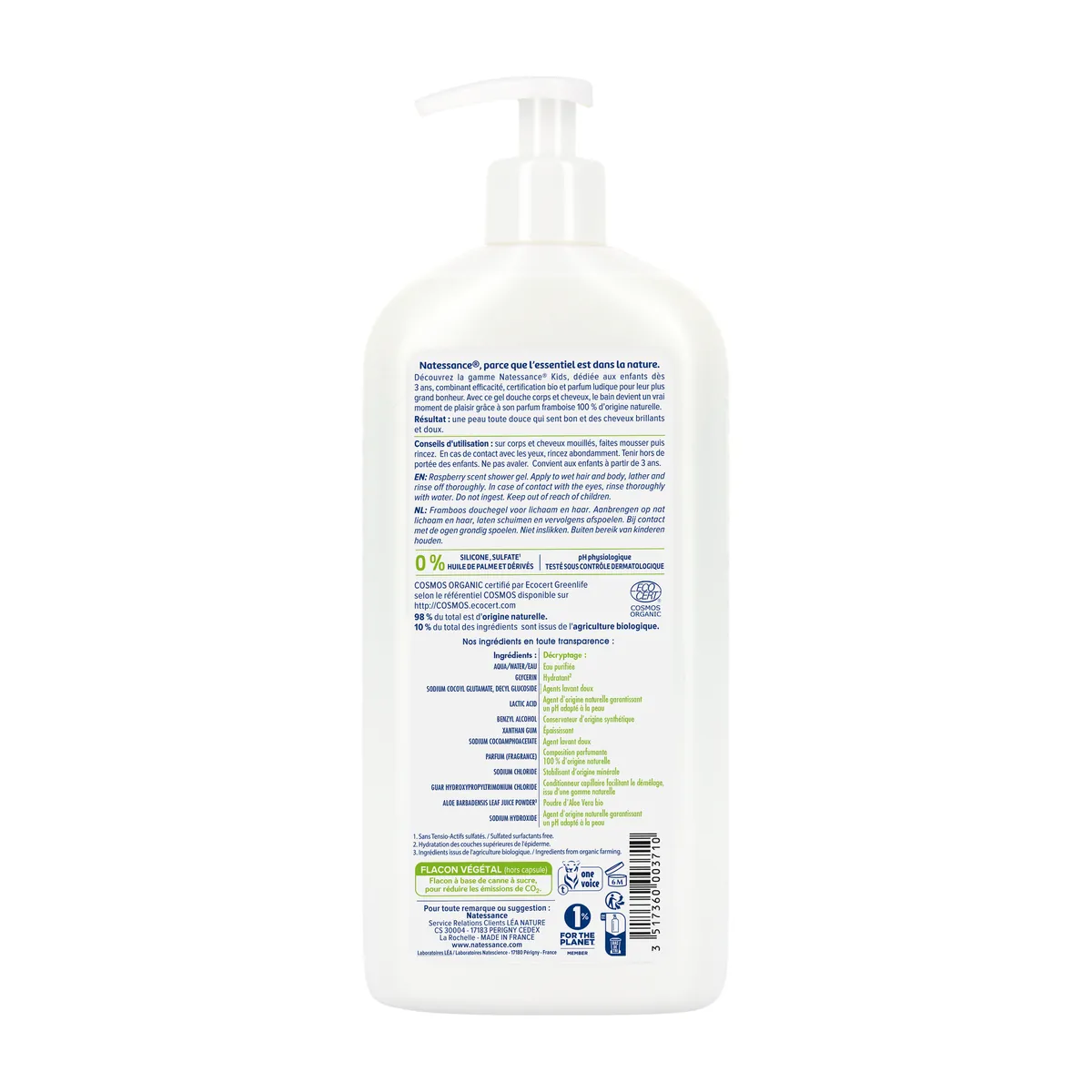Natessance Kids Raspberry Shower Gel 500ml