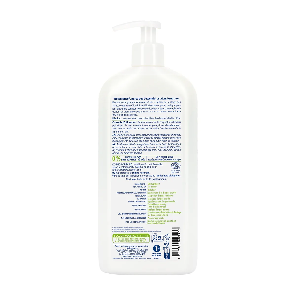 Natessance Kids Vanilla Strawberry Shower Gel 500ml