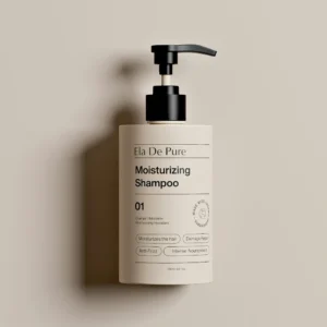 Shampoo bottle on a neutral background