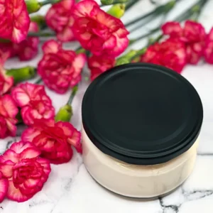 Cream jar with pink flowers