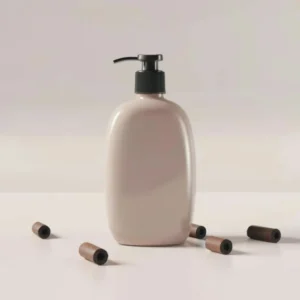 Beige pump bottle