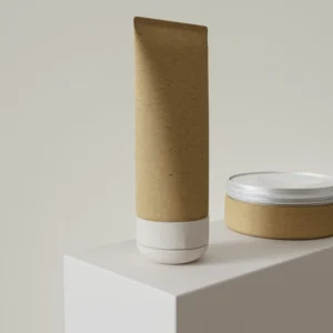 Cream tube and jar on a plinth