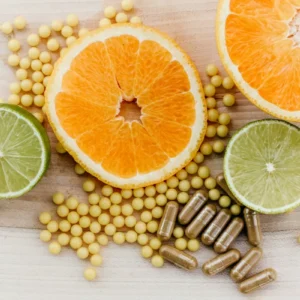 Vitamins and citrus slices