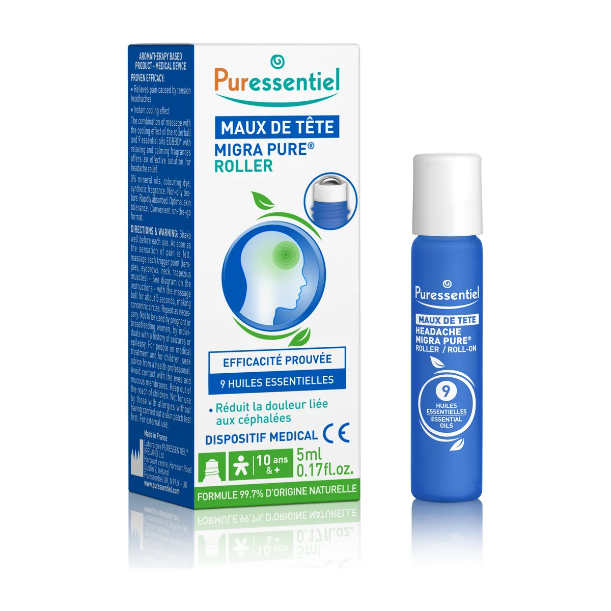 Puressentiel Headache Roller 9 Essential Oils 5ml